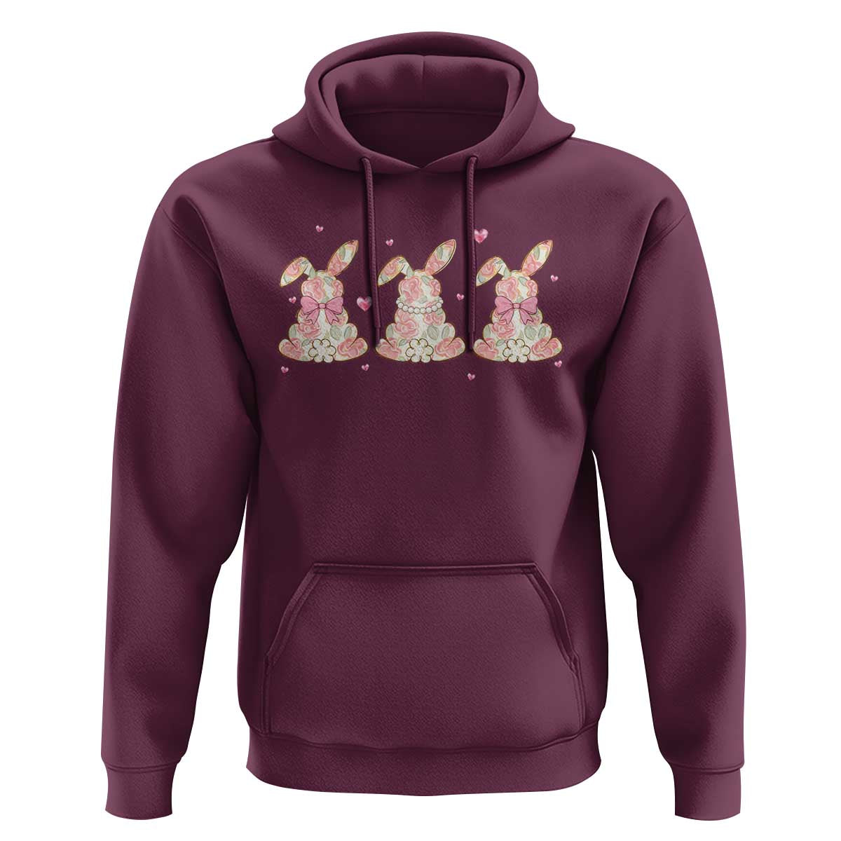 Floral Bunny Easter Hoodie Shabby Chic Rose Pattern