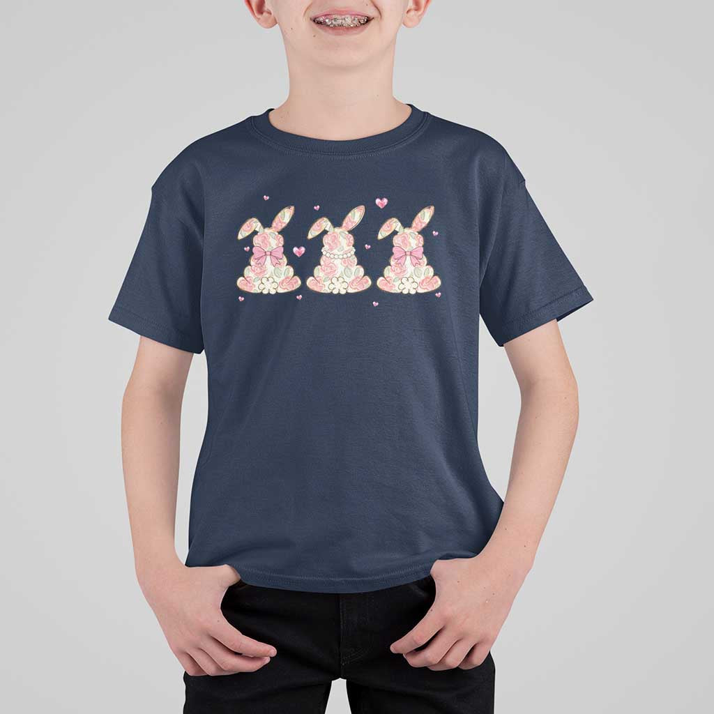Floral Bunny Easter T Shirt For Kid Shabby Chic Rose Pattern
