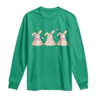Floral Bunny Easter Long Sleeve Shirt Shabby Chic Rose Pattern