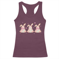 Floral Bunny Easter Racerback Tank Top Shabby Chic Rose Pattern