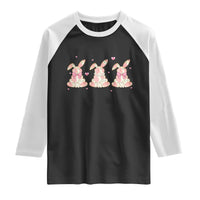 Floral Bunny Easter Raglan Shirt Shabby Chic Rose Pattern