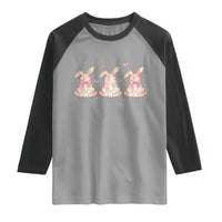 Floral Bunny Easter Raglan Shirt Shabby Chic Rose Pattern