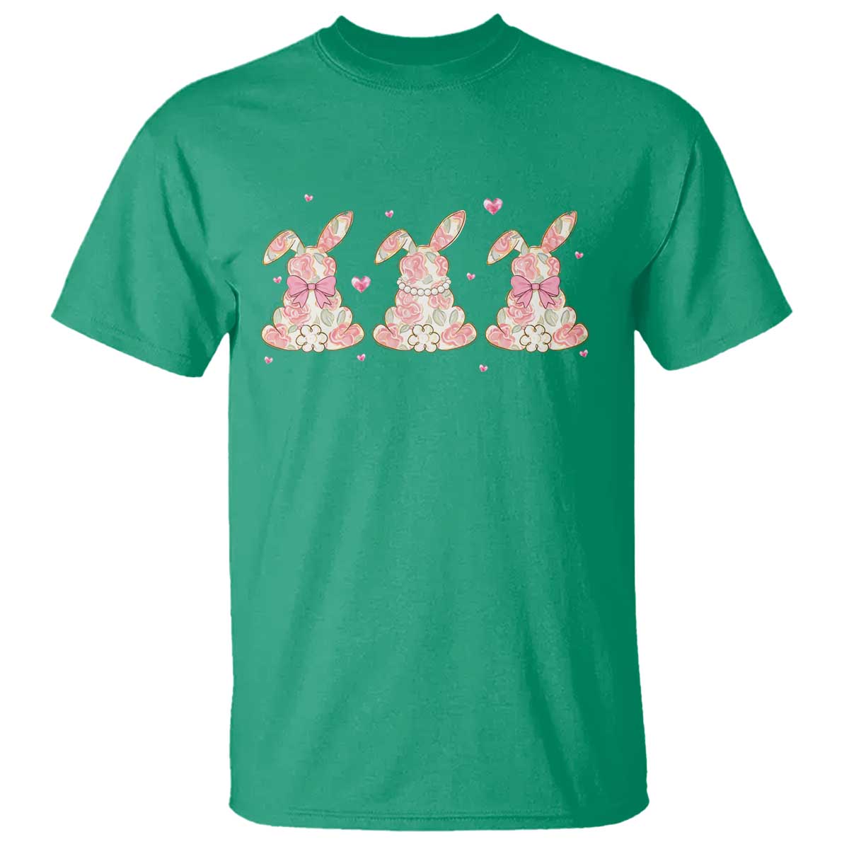 Floral Bunny Easter T Shirt Shabby Chic Rose Pattern