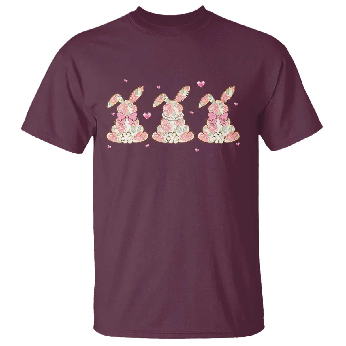 Floral Bunny Easter T Shirt Shabby Chic Rose Pattern