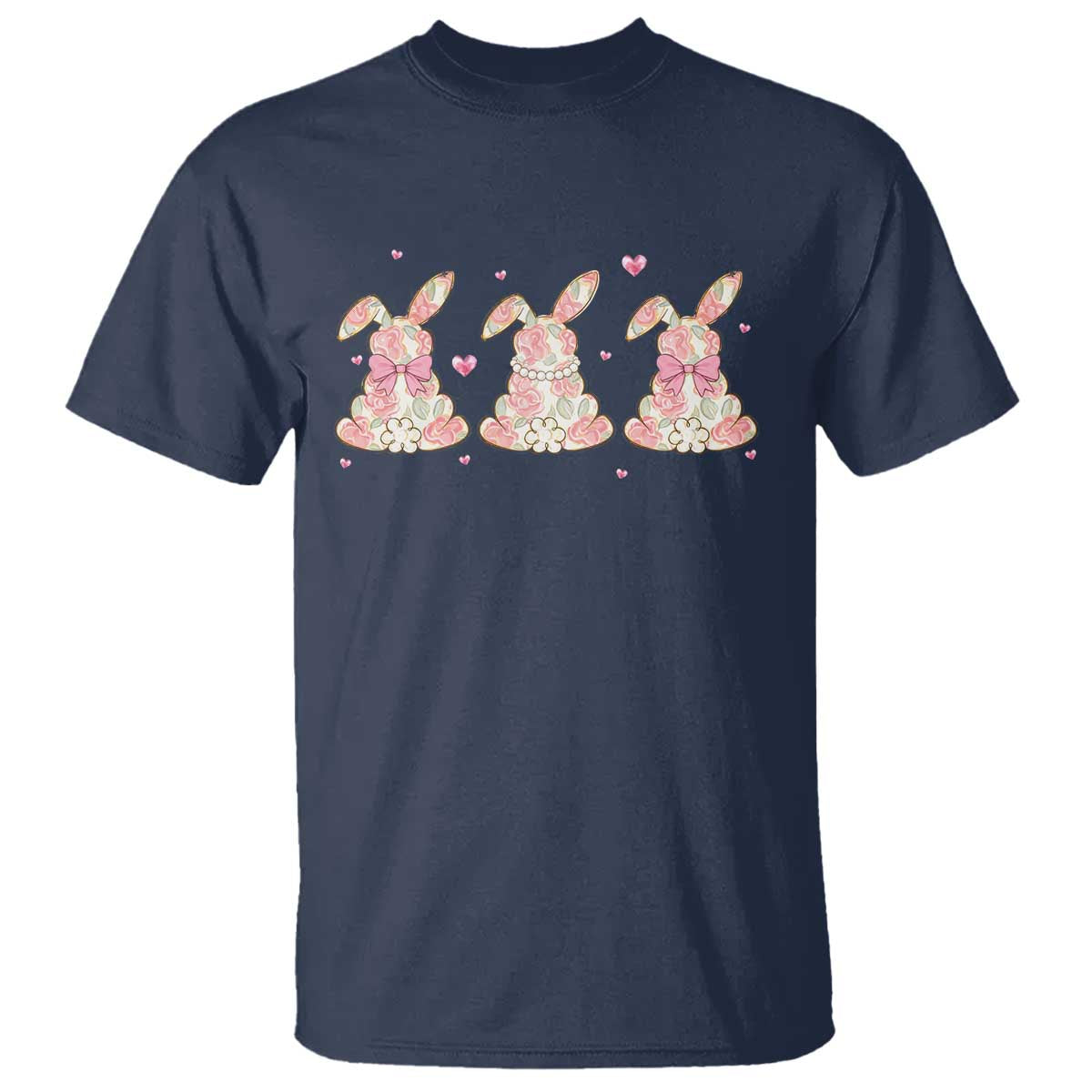 Floral Bunny Easter T Shirt Shabby Chic Rose Pattern