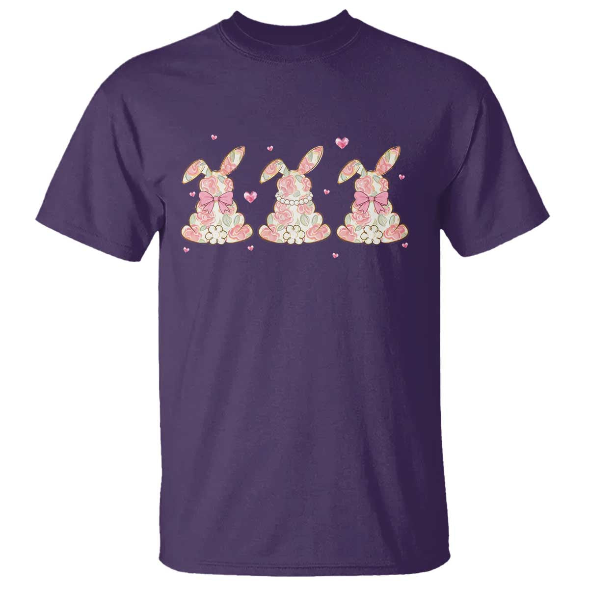 Floral Bunny Easter T Shirt Shabby Chic Rose Pattern