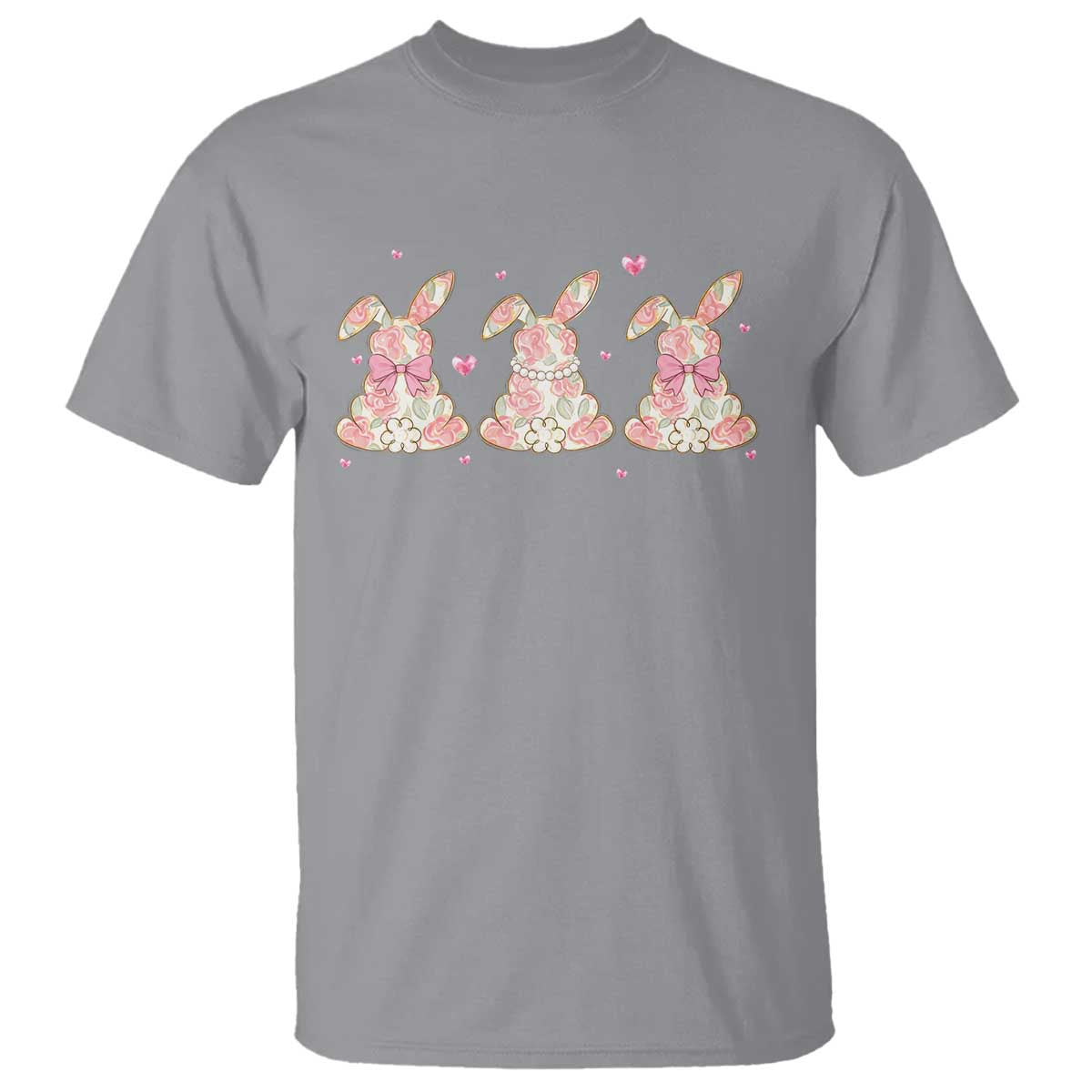 Floral Bunny Easter T Shirt Shabby Chic Rose Pattern