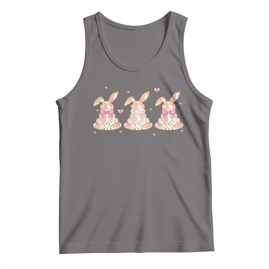 Floral Bunny Easter Tank Top Shabby Chic Rose Pattern