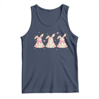 Floral Bunny Easter Tank Top Shabby Chic Rose Pattern