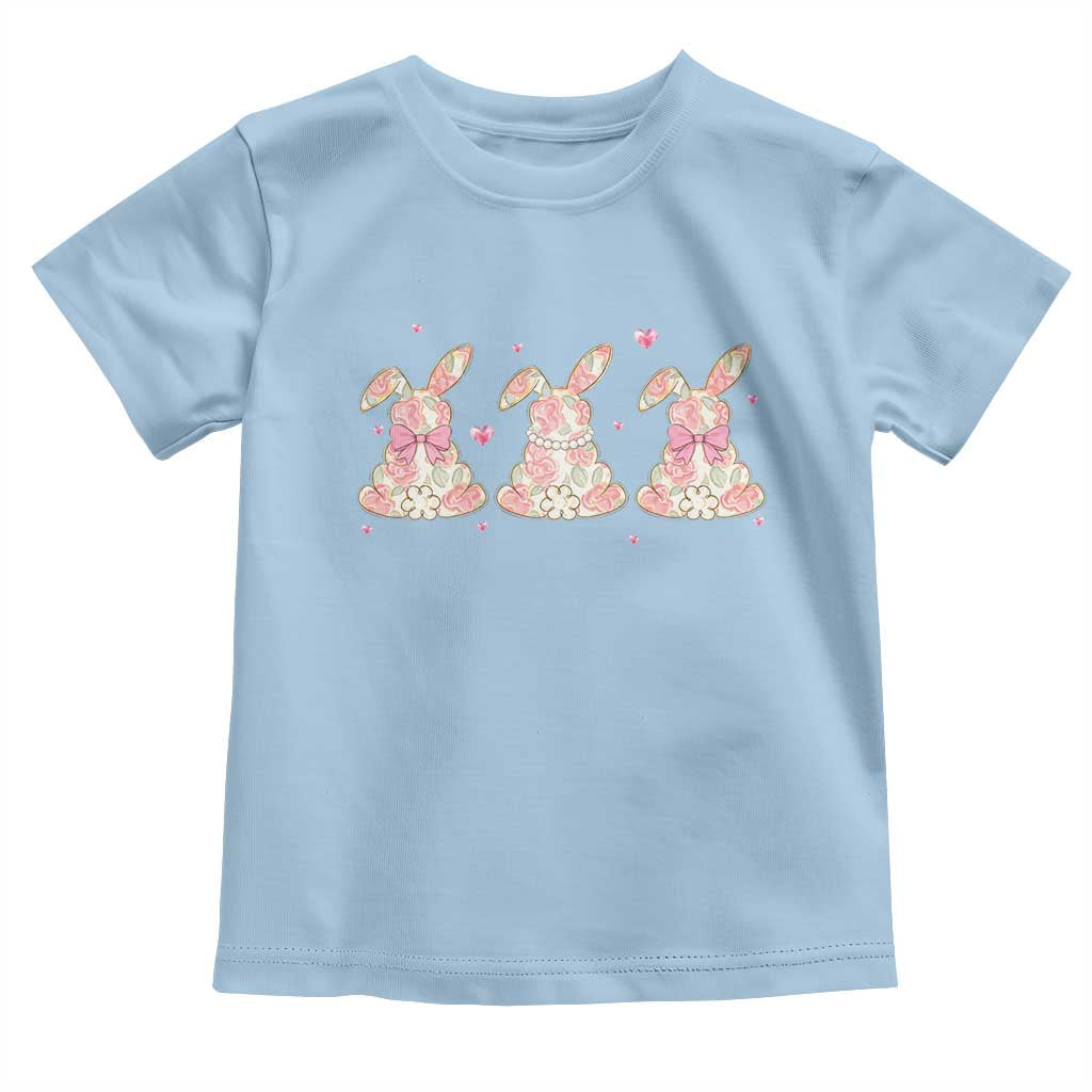 Floral Bunny Easter Toddler T Shirt Shabby Chic Rose Pattern