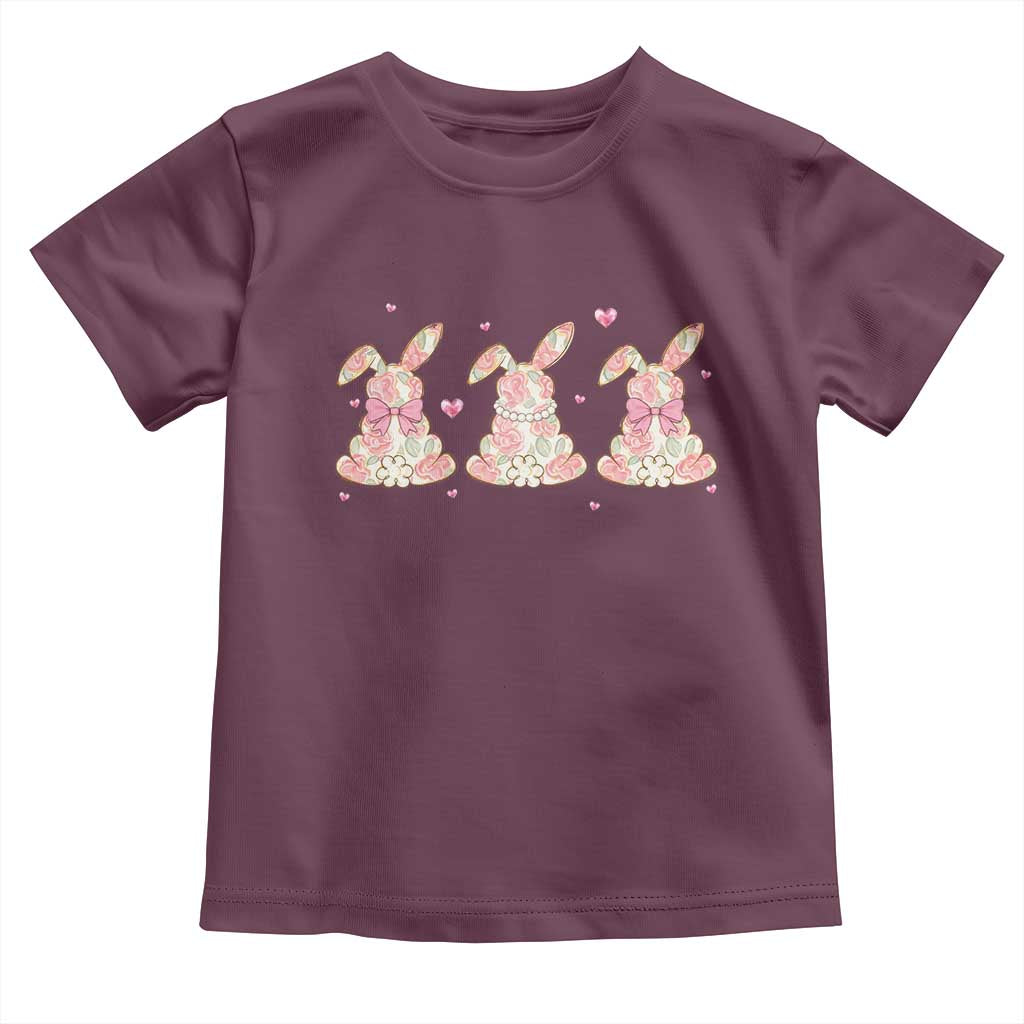 Floral Bunny Easter Toddler T Shirt Shabby Chic Rose Pattern