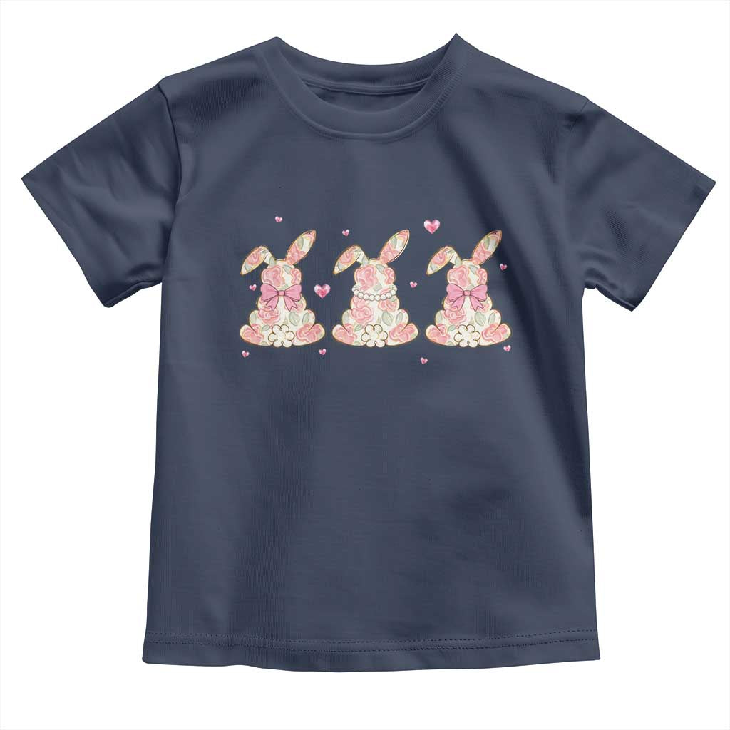 Floral Bunny Easter Toddler T Shirt Shabby Chic Rose Pattern