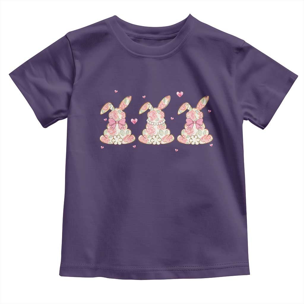Floral Bunny Easter Toddler T Shirt Shabby Chic Rose Pattern
