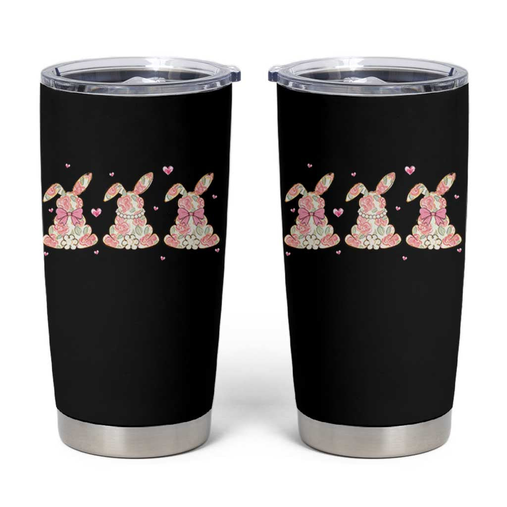 Floral Bunny Easter Tumbler Cup Shabby Chic Rose Pattern