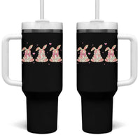 Floral Bunny Easter Tumbler With Handle Shabby Chic Rose Pattern