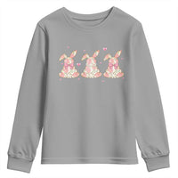 Floral Bunny Easter Youth Sweatshirt Shabby Chic Rose Pattern