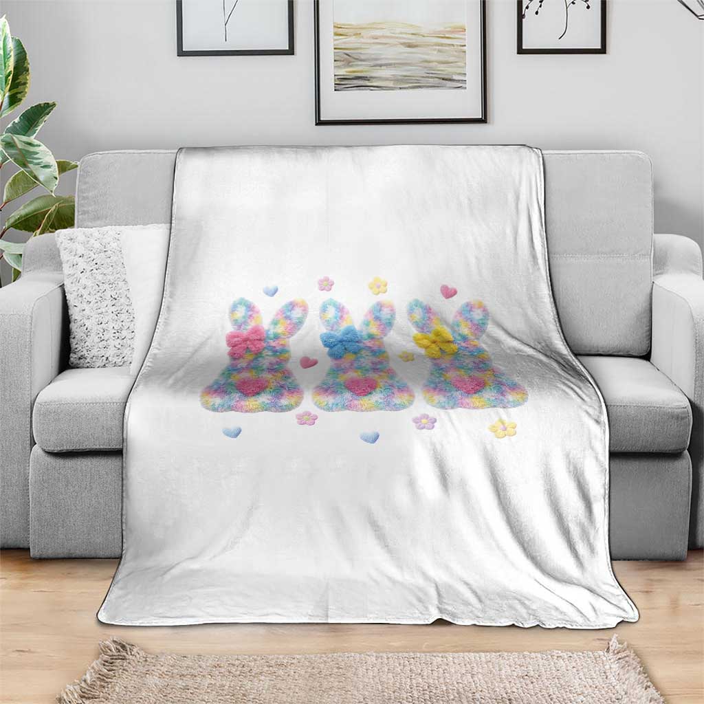Faux Yarn Easter Bunny Effect Printed Throw Blanket Coquette Aesthetic Gift