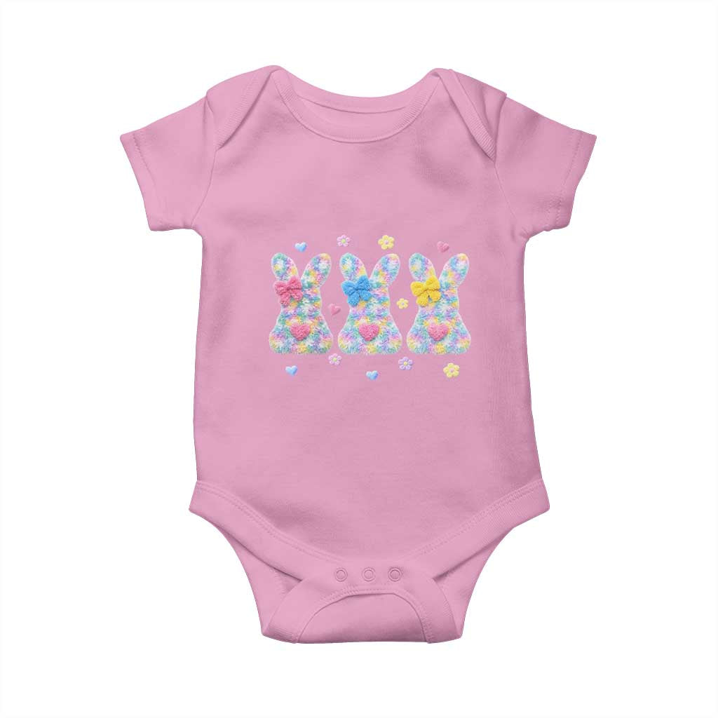 Faux Yarn Easter Bunny Effect Printed Baby Onesie Coquette Aesthetic Gift