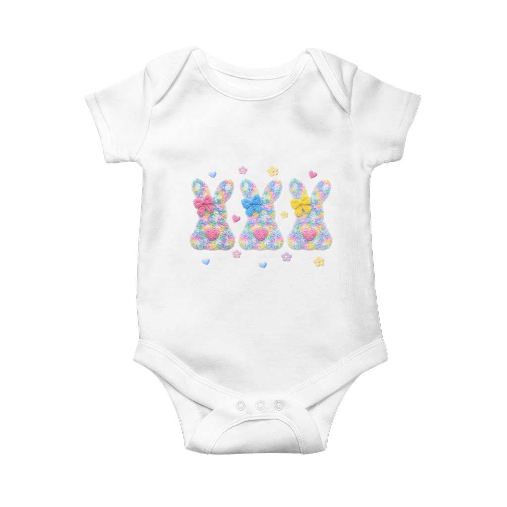 Faux Yarn Easter Bunny Effect Printed Baby Onesie Coquette Aesthetic Gift