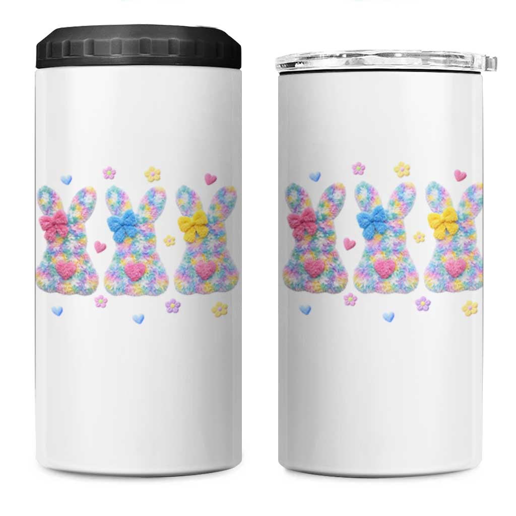 Faux Yarn Easter Bunny Effect Printed 4 in 1 Can Cooler Tumbler Coquette Aesthetic Gift