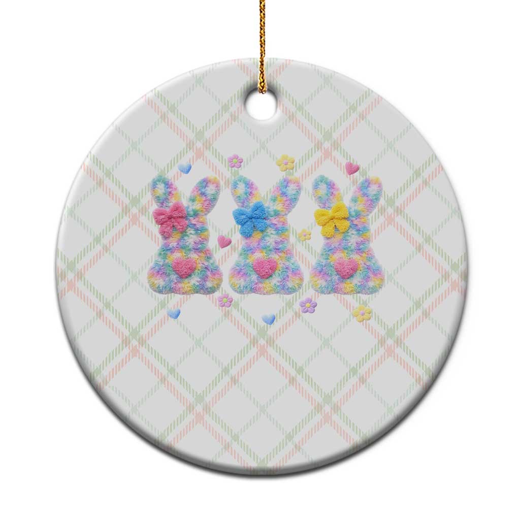 Faux Yarn Easter Bunny Effect Printed Ceramic Ornament Coquette Aesthetic Gift