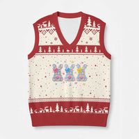 Faux Yarn Easter Bunny Effect Printed V-Neck Knit Sweater Vest Coquette Aesthetic Gift