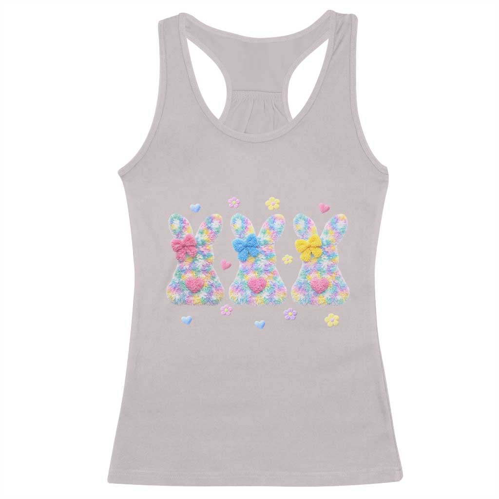Faux Yarn Easter Bunny Effect Printed Racerback Tank Top Coquette Aesthetic Gift