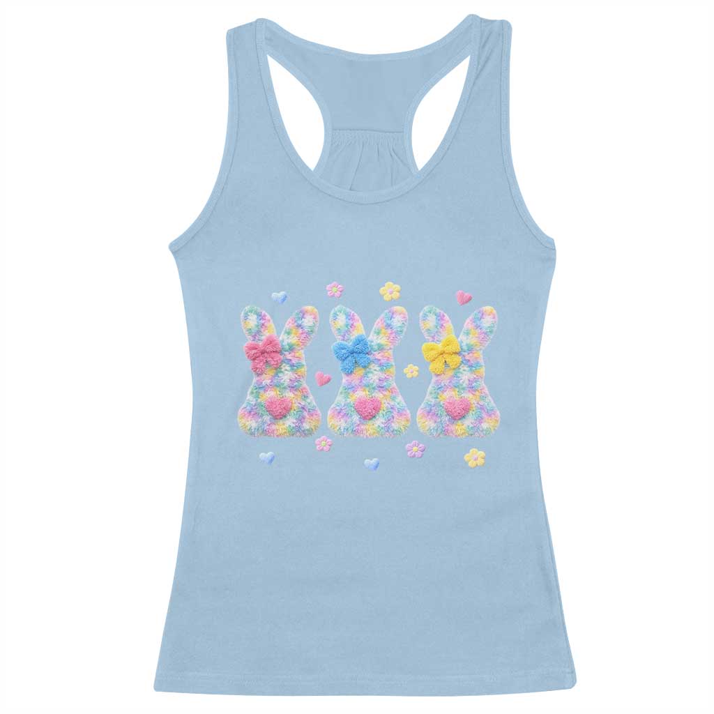 Faux Yarn Easter Bunny Effect Printed Racerback Tank Top Coquette Aesthetic Gift
