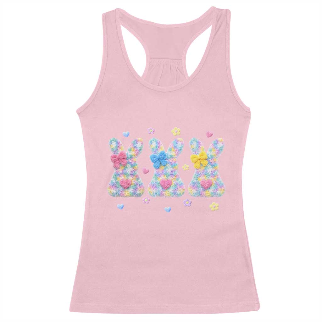 Faux Yarn Easter Bunny Effect Printed Racerback Tank Top Coquette Aesthetic Gift