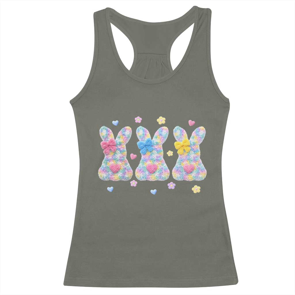 Faux Yarn Easter Bunny Effect Printed Racerback Tank Top Coquette Aesthetic Gift