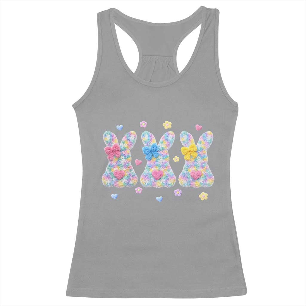Faux Yarn Easter Bunny Effect Printed Racerback Tank Top Coquette Aesthetic Gift