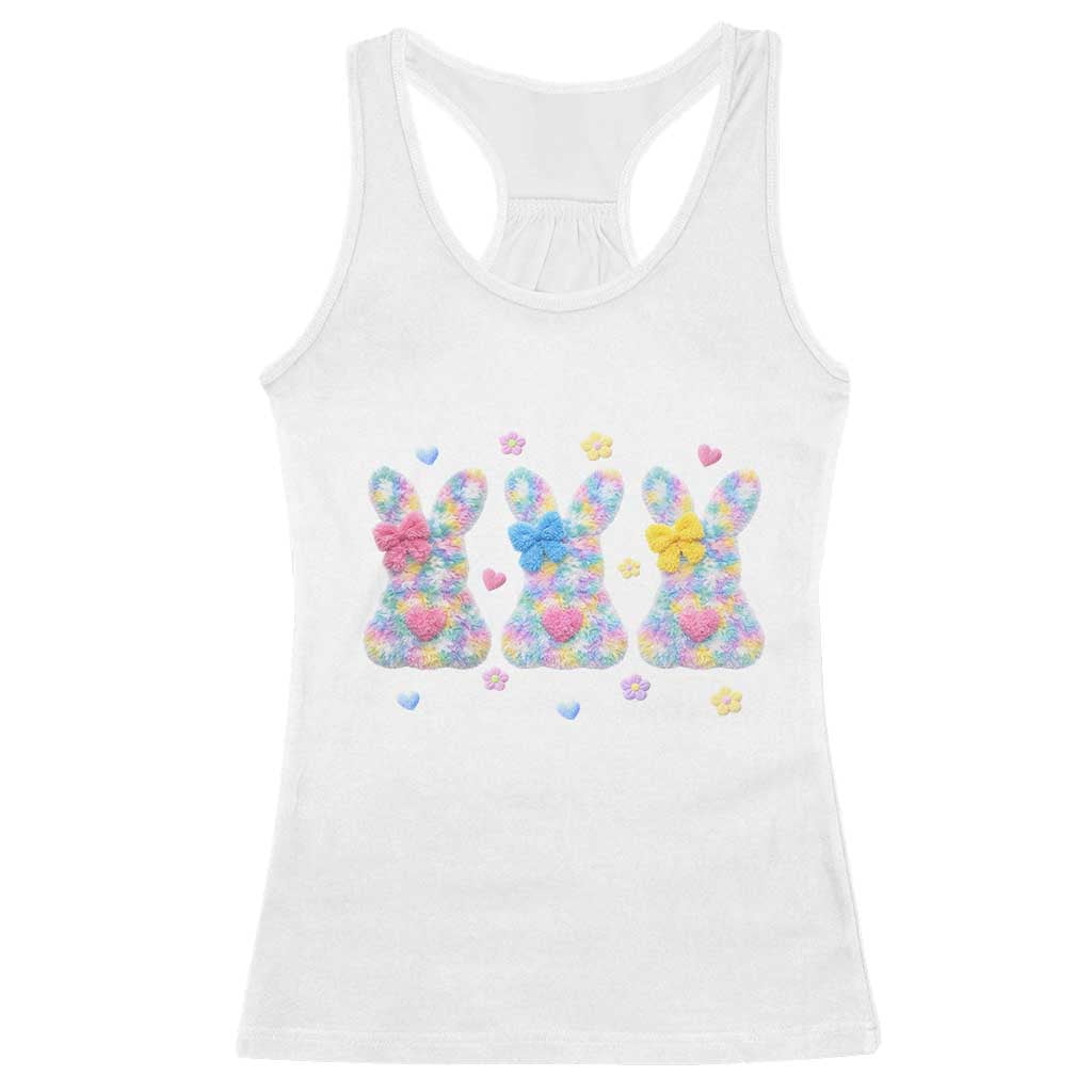 Faux Yarn Easter Bunny Effect Printed Racerback Tank Top Coquette Aesthetic Gift