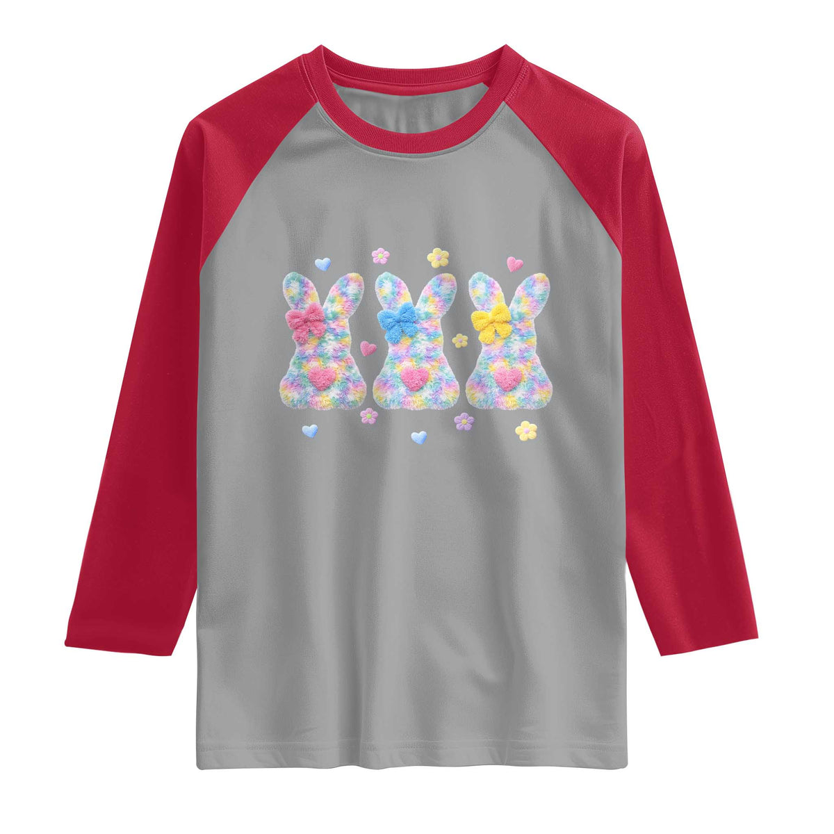 Faux Yarn Easter Bunny Effect Printed Raglan Shirt Coquette Aesthetic Gift