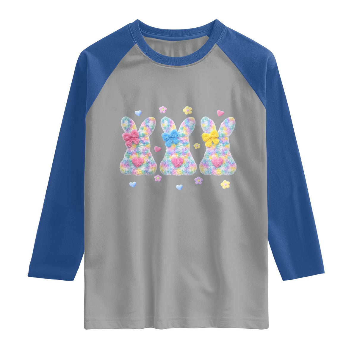 Faux Yarn Easter Bunny Effect Printed Raglan Shirt Coquette Aesthetic Gift
