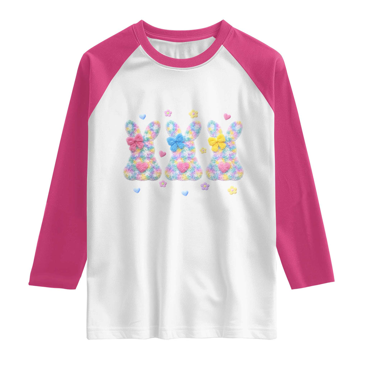 Faux Yarn Easter Bunny Effect Printed Raglan Shirt Coquette Aesthetic Gift