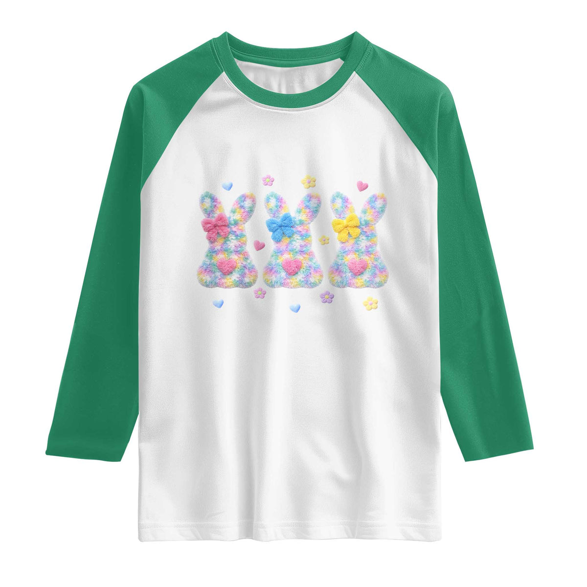 Faux Yarn Easter Bunny Effect Printed Raglan Shirt Coquette Aesthetic Gift