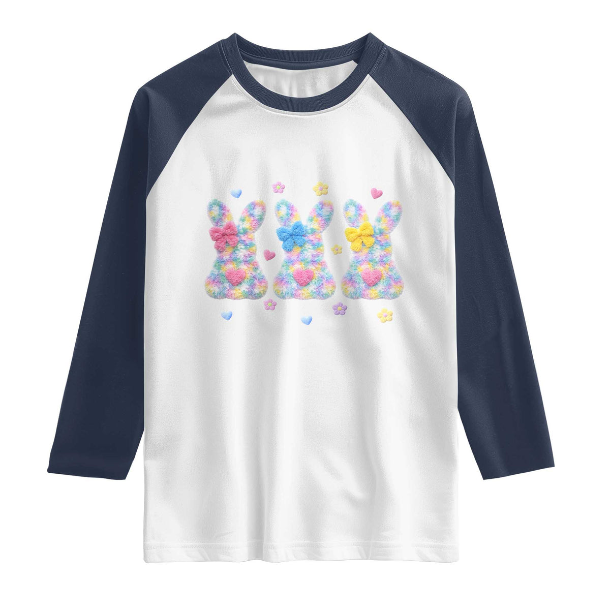 Faux Yarn Easter Bunny Effect Printed Raglan Shirt Coquette Aesthetic Gift