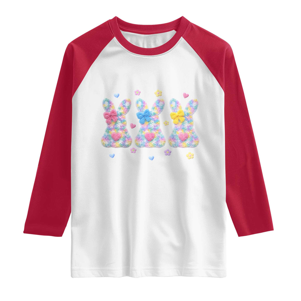 Faux Yarn Easter Bunny Effect Printed Raglan Shirt Coquette Aesthetic Gift