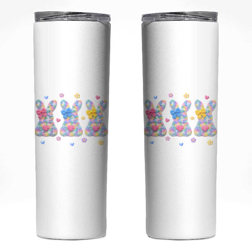 Faux Yarn Easter Bunny Effect Printed Skinny Tumbler Coquette Aesthetic Gift