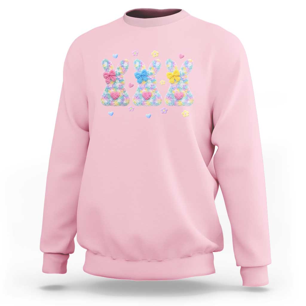 Faux Yarn Easter Bunny Effect Printed Sweatshirt Coquette Aesthetic Gift
