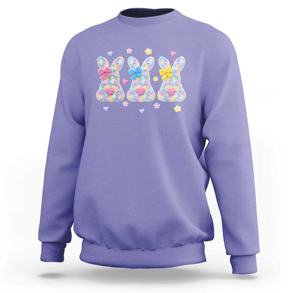 Faux Yarn Easter Bunny Effect Printed Sweatshirt Coquette Aesthetic Gift