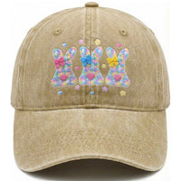 Faux Yarn Easter Bunny Effect Printed Washed Cotton Baseball Cap Coquette Aesthetic Gift