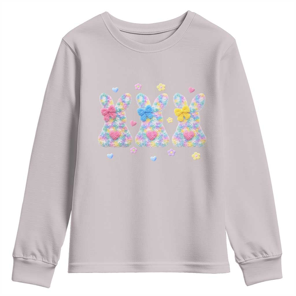 Faux Yarn Easter Bunny Effect Printed Youth Sweatshirt Coquette Aesthetic Gift