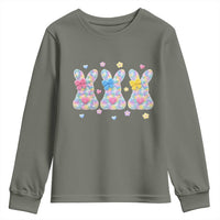 Faux Yarn Easter Bunny Effect Printed Youth Sweatshirt Coquette Aesthetic Gift