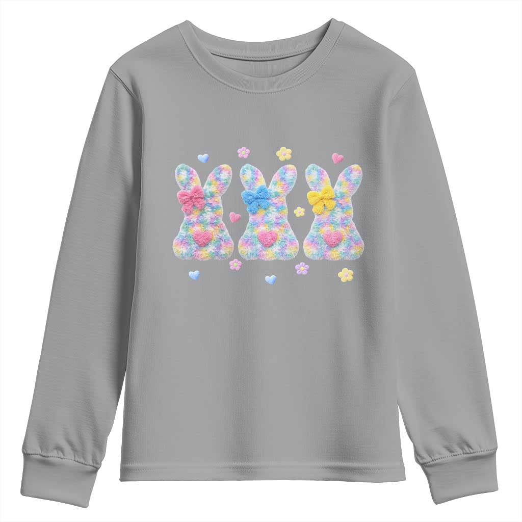 Faux Yarn Easter Bunny Effect Printed Youth Sweatshirt Coquette Aesthetic Gift