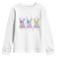 Faux Yarn Easter Bunny Effect Printed Youth Sweatshirt Coquette Aesthetic Gift