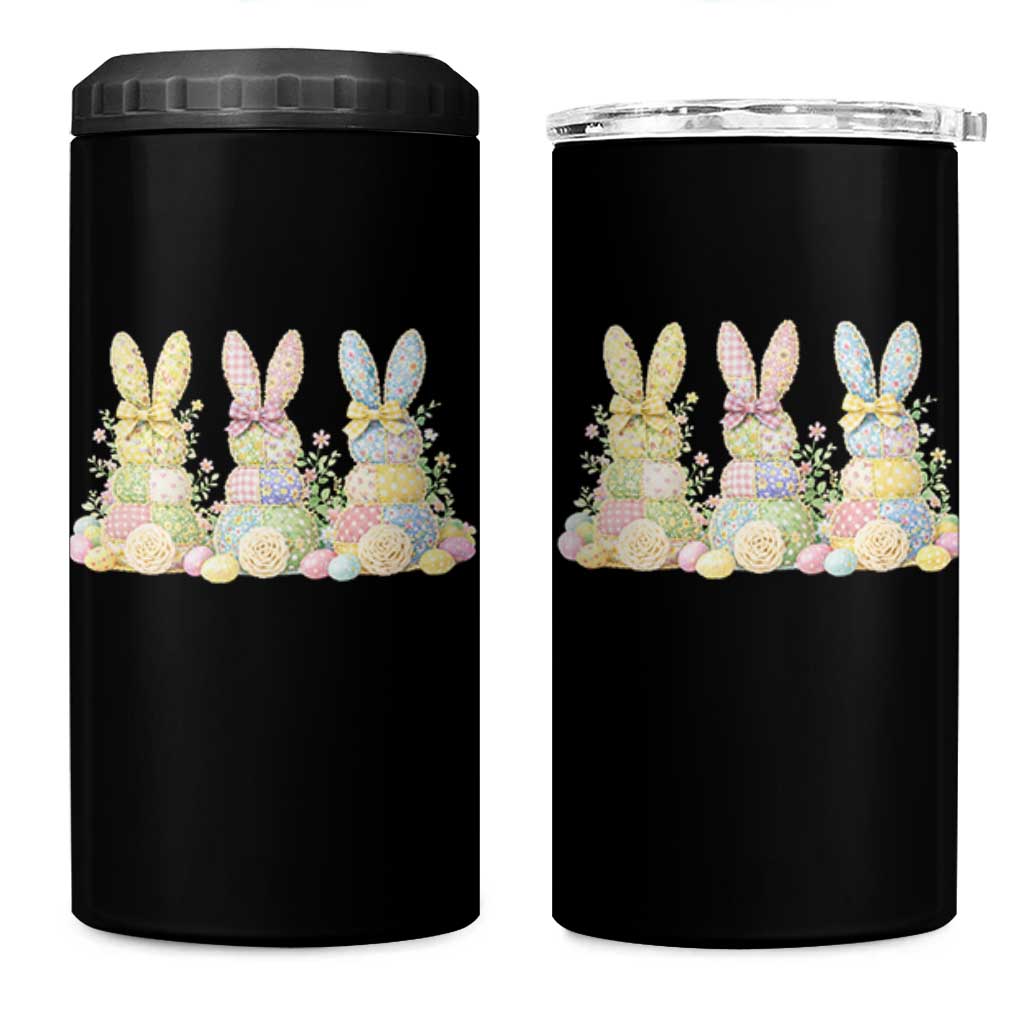 Faux Patchwork Easter Bunny Effect Printed 4 in 1 Can Cooler Tumbler Cottagecore Bunny Gift For Women