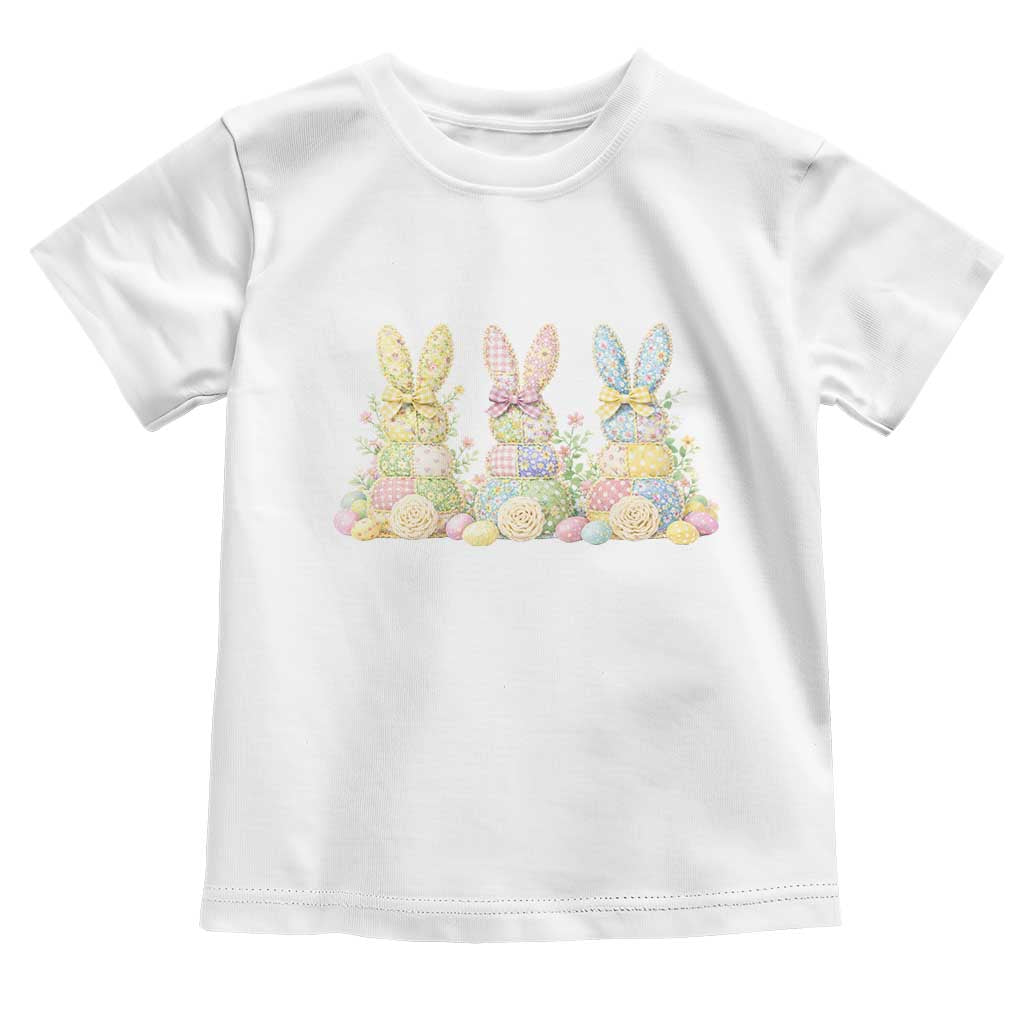 Faux Patchwork Easter Bunny Effect Printed Toddler T Shirt Cottagecore Bunny Gift For Women