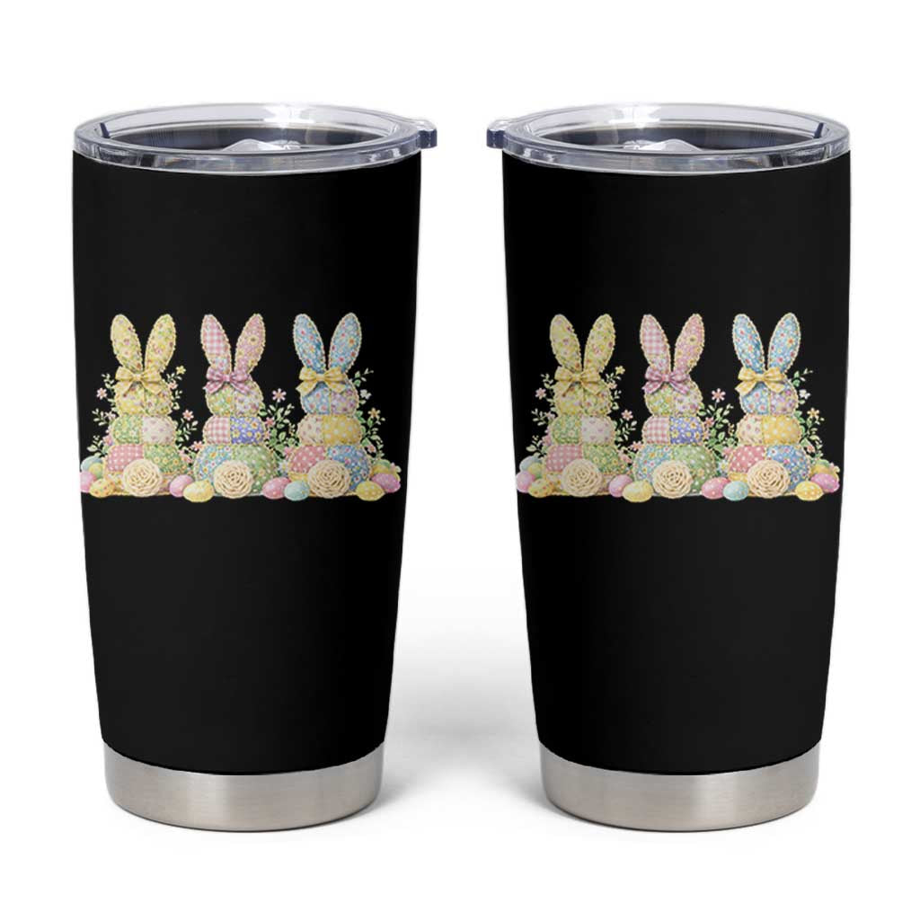 Faux Patchwork Easter Bunny Effect Printed Tumbler Cup Cottagecore Bunny Gift For Women
