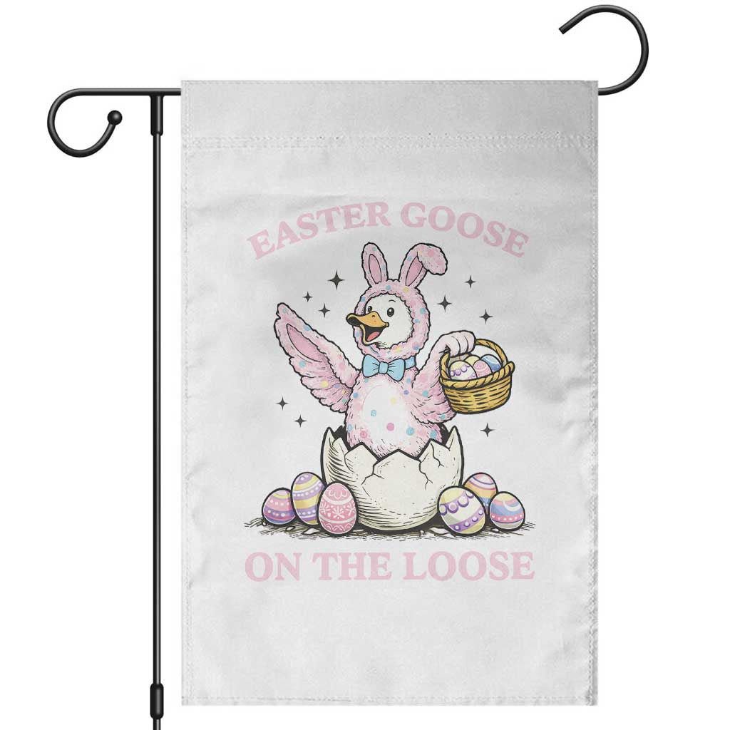 Easter Goose On The Loose Garden Flag Funny Easter Egg Hunt Gift